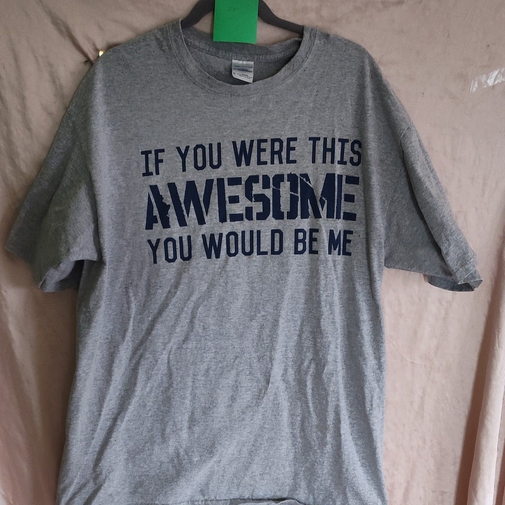 Gildan Ultra Cotton Men's XL Gray Funny Graphic Crew Neck Short Sleeve T-Shirt